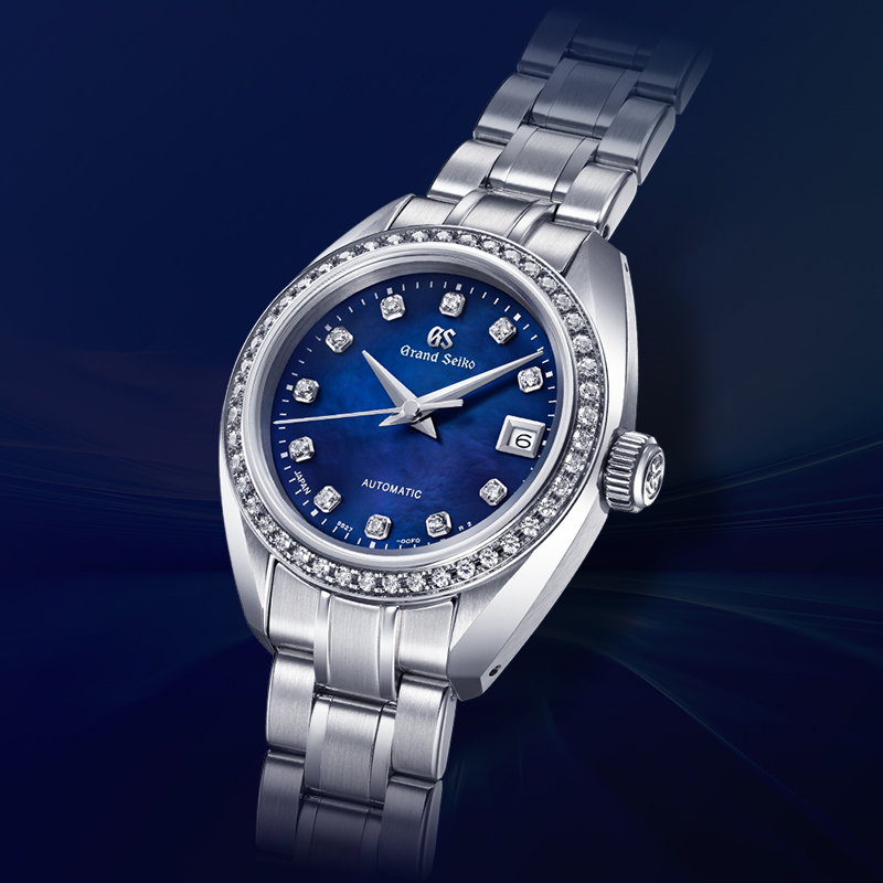 GrandSeiko冠蓝狮大精工gs官方机械钢带女表贝母镶钻STGK015G