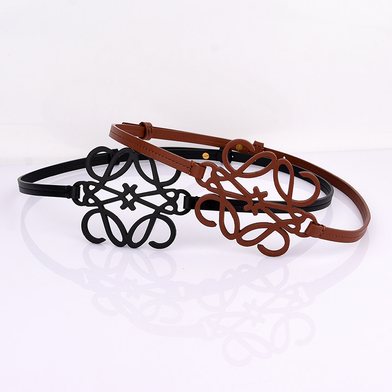 新款罗家L字母镂空窄腰封女头层牛皮百搭显瘦真皮腰带配裙子棕色,淘宝优惠券,粉丝福利购,淘宝优惠卷