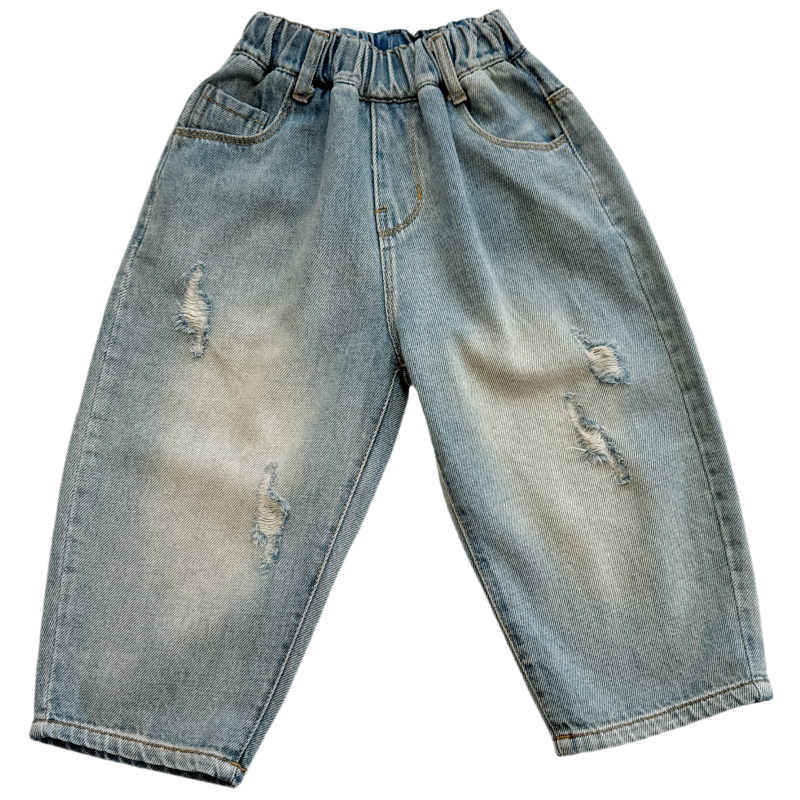 质感好~男童绣花柔软牛仔裤2025秋季新款儿童宽松老爹裤百搭裤子 - 图3