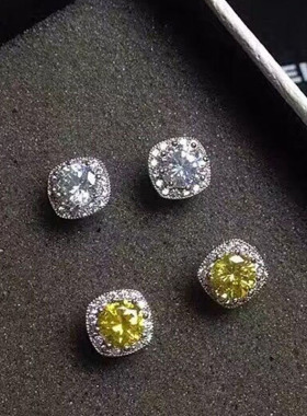 爆闪水晶方钻耳钉耳环