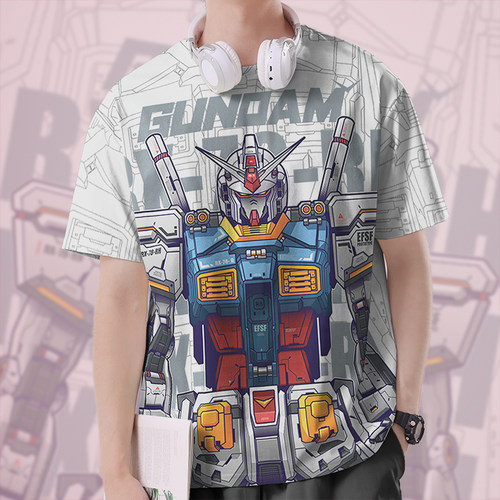 机动战士元祖高达联邦白色恶魔速干T恤男女动漫衣服潮0015设 无界 - 图1