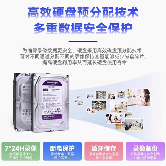 龙视安4-128路网络硬盘监控录像机4K数字高清家用nvr监控主机恩智