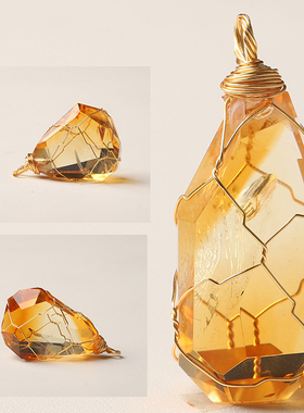 亲宝水晶黄水晶吊坠项链