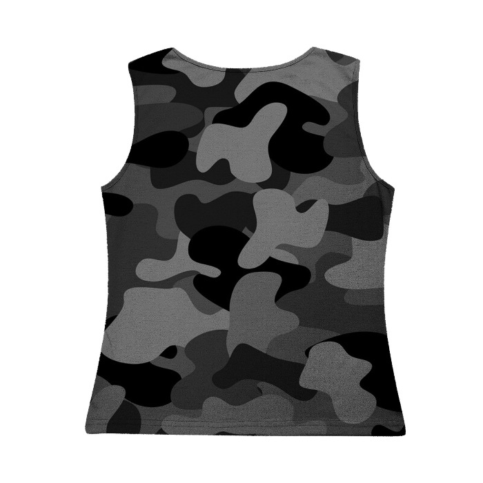 夏季性感小个子V领迷彩印花时尚休闲无袖T恤上衣Camouflage vest-图2