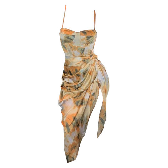 Summer suspender adjustable irregular dress European and American style