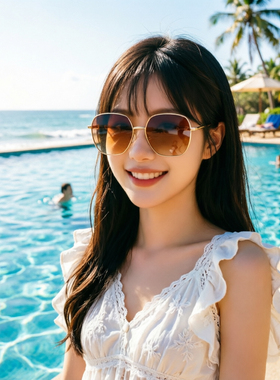旅游防晒高级感气质素颜太阳镜女妈妈款墨镜防紫外线沙滩户外眼镜