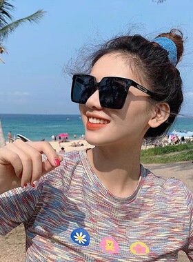 方框墨镜女高级感瘦脸大框防晒旅游防紫外线太阳镜拍照素颜眼镜潮