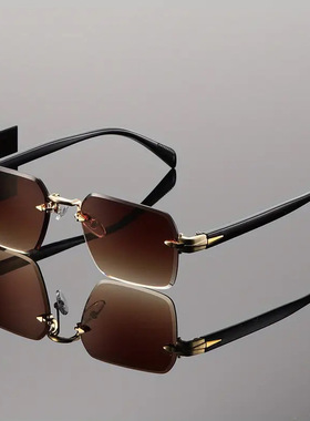 亚马逊无框切边太阳镜男女超轻防晒墨镜爸妈旅游防紫外线彩风眼镜