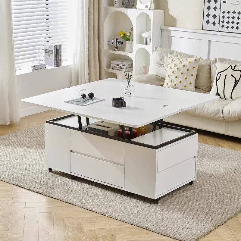 实木四抽屉储物款岩板升降茶几小户型多功能茶几餐桌两用客厅饭桌,淘宝优惠券,粉丝福利购,淘宝优惠卷