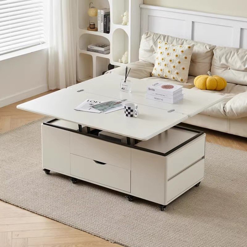 奶油风全储物款岩板升降茶几小户型可移动多功能茶几餐桌两用一体,淘宝优惠券,粉丝福利购,淘宝优惠卷