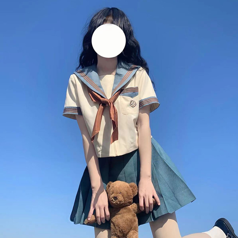 学院风花阳中jk制服裙少女初中高中学生夏季新款水手服连衣裙套装-图2