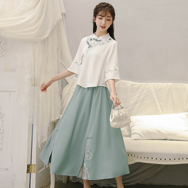 2020夏季新款中国风改良汉服连衣裙 社影家连衣裙