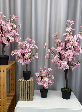 仿真绿植梨花树樱花树假花落地室内植物盆栽家居装饰客厅桌面摆件