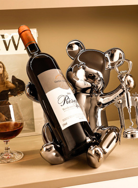 轻奢暴力熊红酒架摆件酒柜装饰品