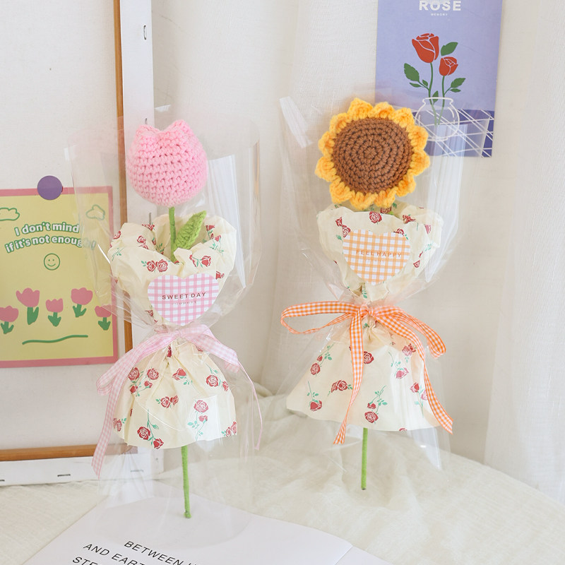 创意三八妇女节礼物送妈妈员工手工编织成品向日葵毛线花公司活动