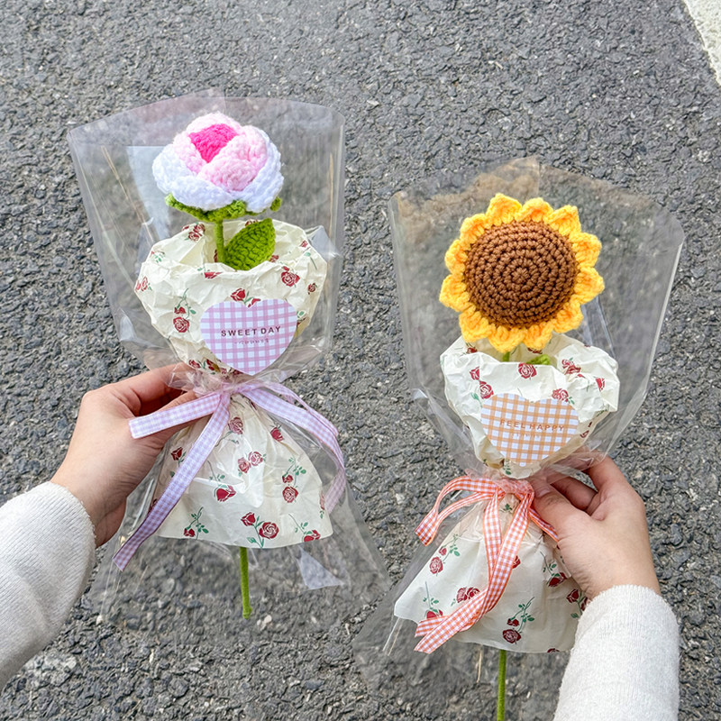 创意三八妇女节礼物送妈妈员工手工编织成品向日葵毛线花公司活动