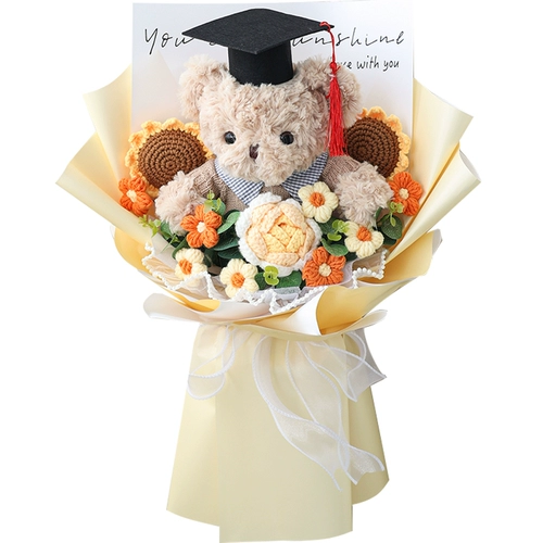 Трикотажная кукла для взрослых, подарок на день рождения, с медвежатами, букет