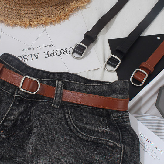 韩国文艺细小皮带PU腰带女士时尚配连衣裙复古BF风免无孔学生装饰