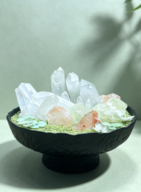 天然水晶矿石微景观桌面摆件