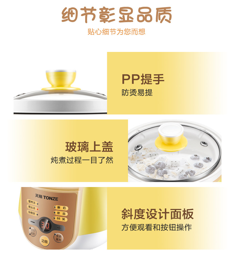 天际小全自动煮粥神器宝宝煲汤锅 天际电炖/煮粥锅/文火炉