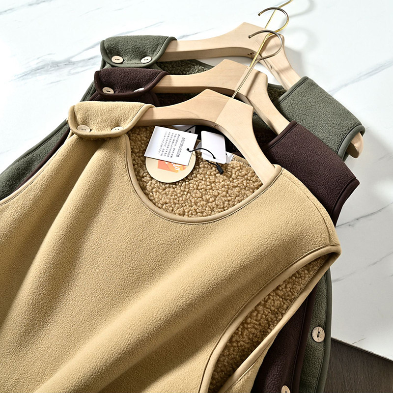 日系摇粒绒加绒马甲男时尚个性两侧纽扣开叉叠穿连帽无袖坎肩背心,淘宝优惠券,粉丝福利购,淘宝优惠卷