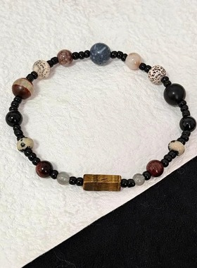 「星穹轨道」新中式仿蓝珊瑚菩提金虎眼串珠手链女复古设计感手饰