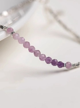 新品不规格紫水晶碎银子手链细款紫色水晶手串珠闺蜜饰品直播批发