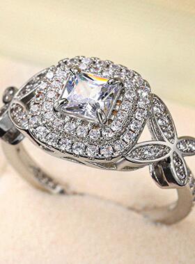 轻奢亚马逊ebay新款 精致蝴蝶结锆石指环 女式订婚结婚戒指手饰品