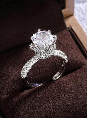轻奢欧美新款 女士花语仿钻石婚戒 铜镶锆石婚礼交换戒指首饰热卖