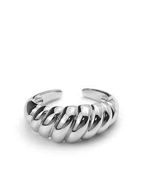 法式复古牛角包扭线小众设计感开口戒指女简约ins夜店蹦迪指环女