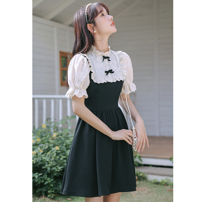 赫本风小黑裙气质高级感小洋装套装小个子法式复古连衣裙子女夏季