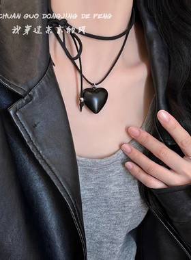 黑色锁骨链复古毛衣链