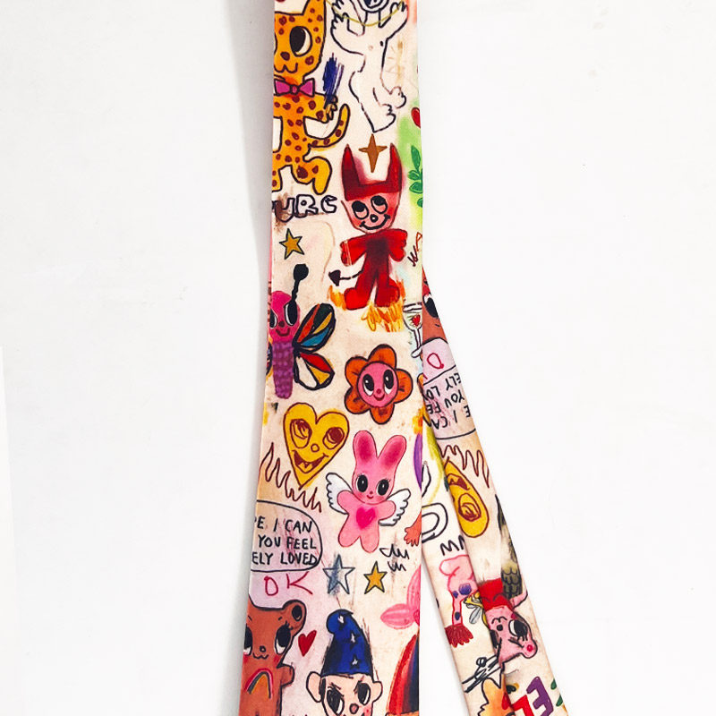 荷囊领带衬衫男女卡通风手打小众学院休闲配饰撞色设计感动物涂鸦,淘宝优惠券,粉丝福利购,淘宝优惠卷