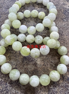 马.招财手链 天然岫玉浅色青提俏色珠子转运福手串男女款礼盒包装