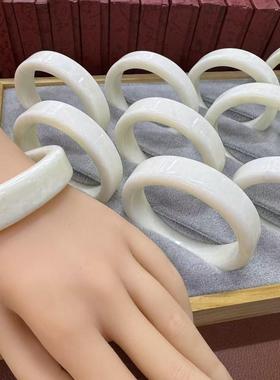 圣诞礼物天然岫玉白玉方镯