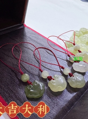 【和田玉手机链】年货礼钥匙链情侣饰品 男女手工编制玉饰