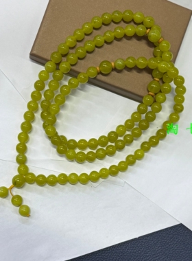 天然岫玉牛油果绿项链