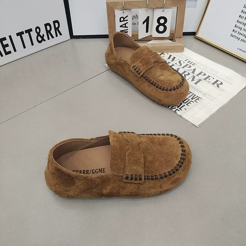 Настоящие меховые босоножки Birkenstock с закрытым носком круглой формы обувь для мамы, стиль ретро, повседневная женская обувь 2025 лета и осени, универсальная трендовая обувь
