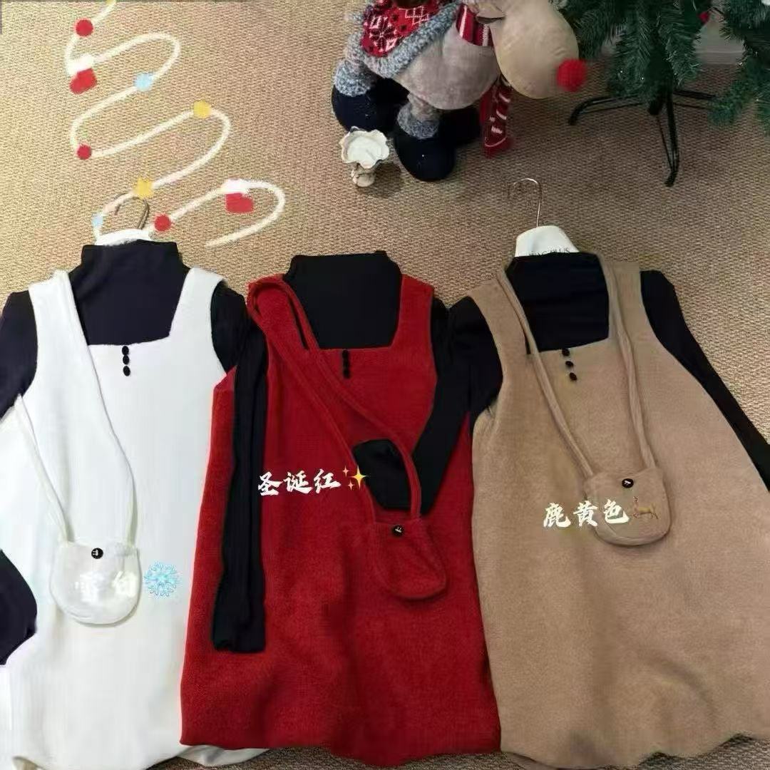 圣诞款加厚毛呢背心裙内搭两件套休闲气质减龄少女花苞中长连衣裙,淘宝优惠券,粉丝福利购,淘宝优惠卷