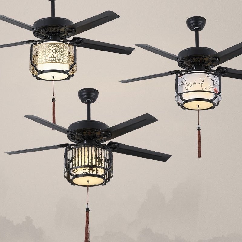 新中式餐厅风扇灯复古客厅卧室茶室仿古带灯吊扇灯智能变频电扇灯,淘宝优惠券,粉丝福利购,淘宝优惠卷