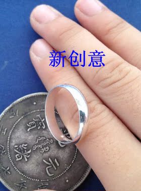 足银毫米光面男女款戒指满48包邮
