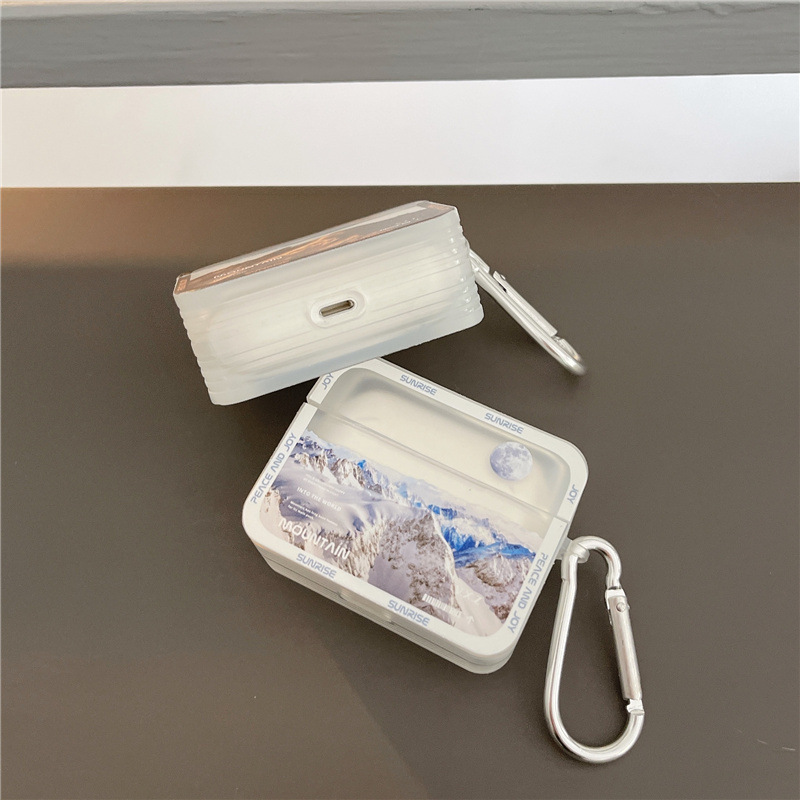 雪山耳机壳适用于AirPods1和2磨砂苹果AirPods Pro 2二代/airpods 3方形加厚防摔苹果耳机保护套-图2