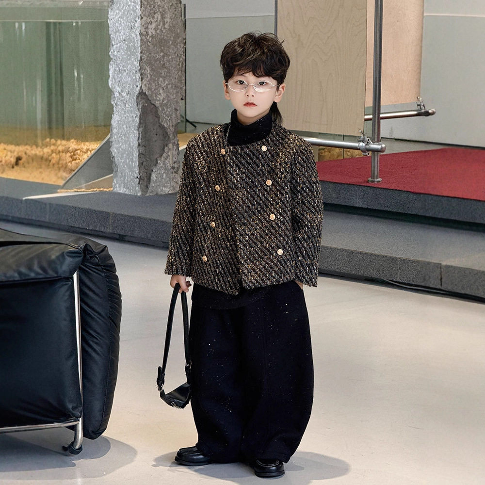 男童小香风加绒外套冬季新款儿童红色痞帅西装加厚洋气主持演出服,淘宝优惠券,粉丝福利购,淘宝优惠卷