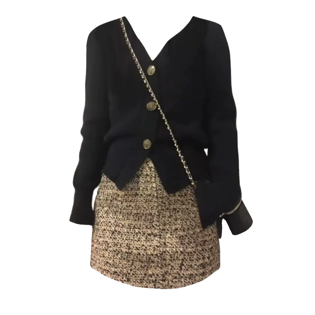 大码胖mm法式时尚气质黑色短款针织开衫女毛呢包臀半身裙秋季套装,淘宝优惠券,粉丝福利购,淘宝优惠卷