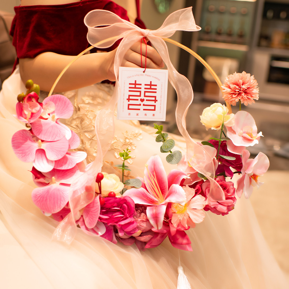 结婚挂件婚礼花环网红婚房拉花布置新房卧室门背景墙场景装饰好物,淘宝优惠券,粉丝福利购,淘宝优惠卷