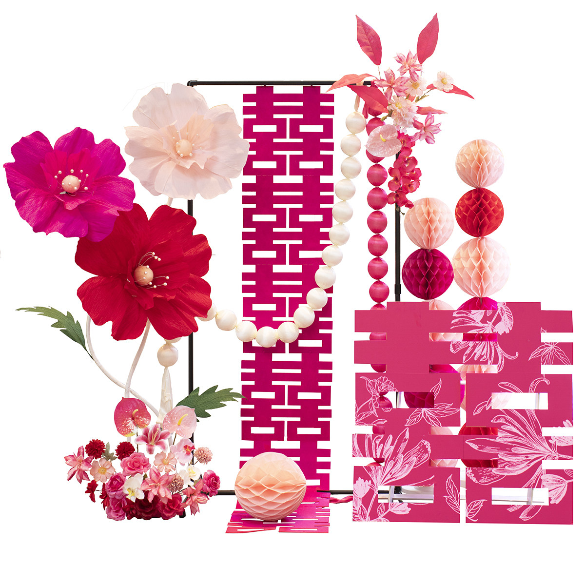 结婚布置婚房装饰套装婚礼装扮喜字新中式订婚宴门口迎宾牌指示牌