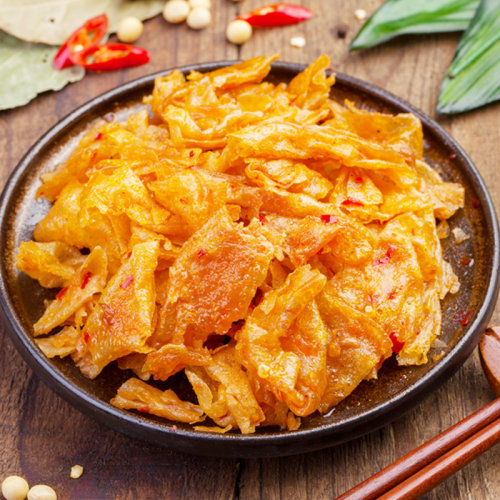 湖娃仔麻辣肉湖南常德特产香辣豆皮蛋白素肉豆干怀旧零食小吃80g - 图1
