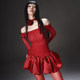 Sweet and spicy red pleated one-shoulder dress