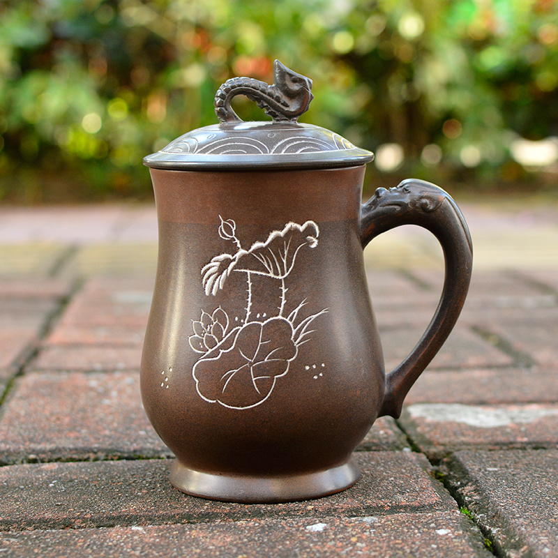 2025新款主人专享钦州坭兴陶建盏茶杯全手工窑变主人杯500CC高档 - 图2