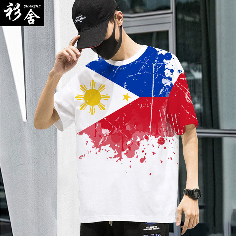 菲律宾越南老挝柬埔寨东南亚国家旗帜速干短袖T恤衫男士半袖衣服